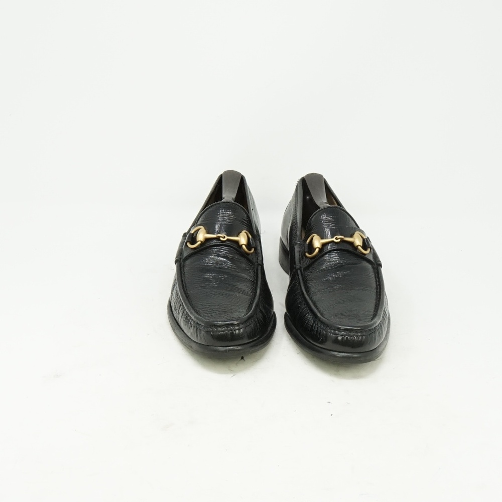 Gucci Black Leather Horsebit Loafers with Gold Hardware